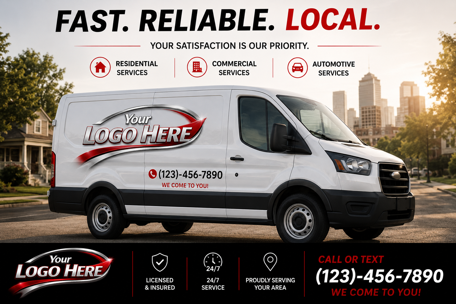 Your Business Name van serving Your City — residential, commercial, automotive